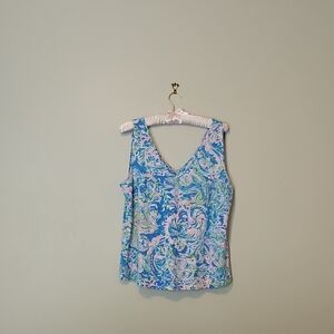 Lilly Pulitzer Blue and Pink Paisley Tank Top
